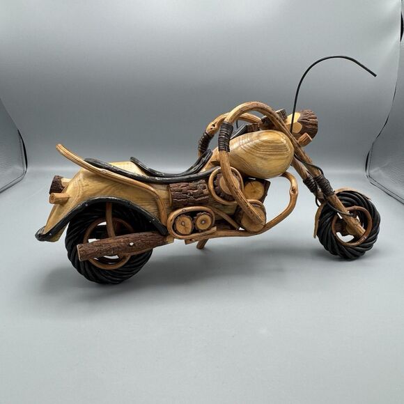 Vtg Wooden Motorcycle Chopper Folk Art Tamarind Wood Vines Woodsy Decor 15" L - Picture 6 of 16
